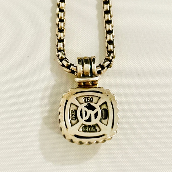 David Yurman Sterling & 14k Gold Diamond Albion Dome 18’’Necklace Pendant - Picture 6 of 6